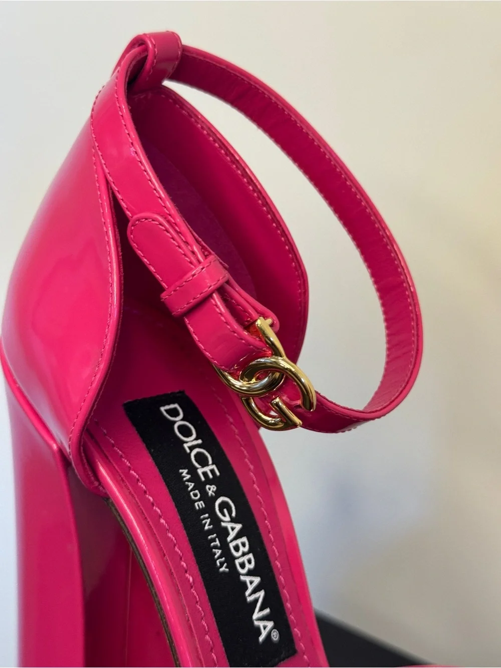 Dolce & Gabbana 145mm Pink Patent Leather Platform Pumps